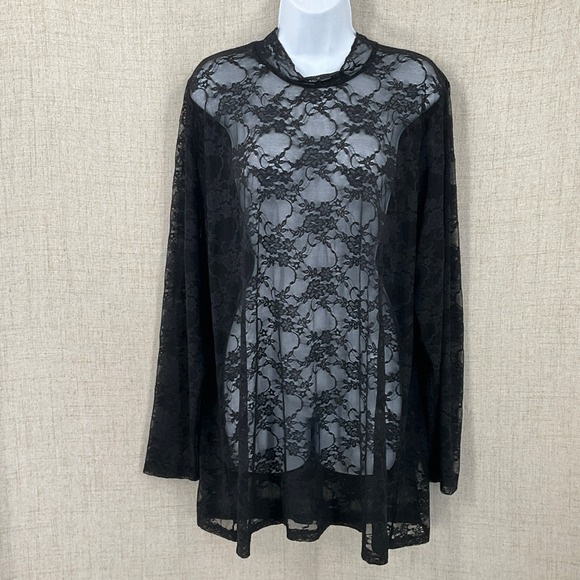 torrid Tops - Torrid Lace Top Womens 3 Black Sheer Mock Neck Whimsigoth Goth Grunge Edgy NEW